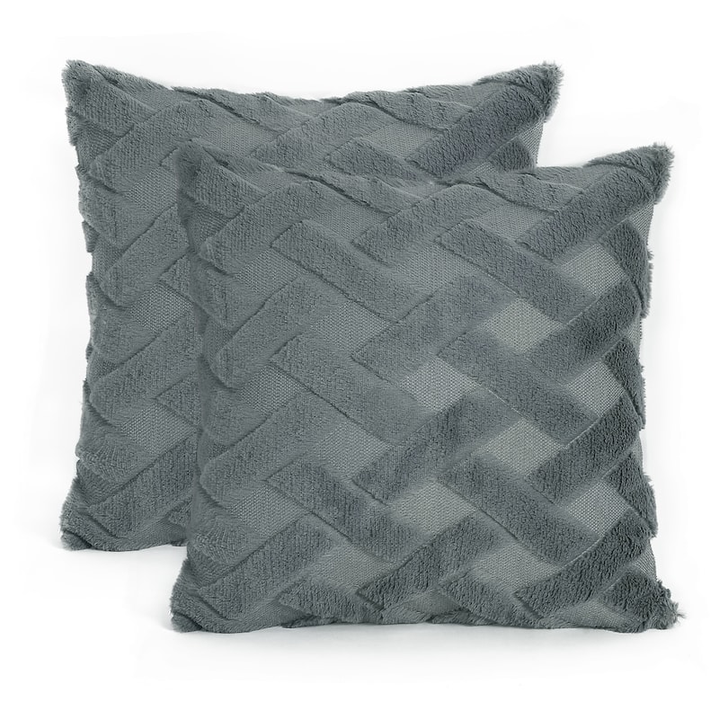 Adeco Set of 2 18"x 18" Throw Pillow Covers - Grey