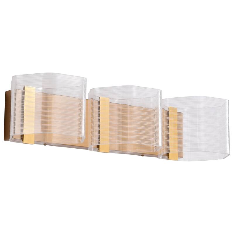 Kenzo LED 3 Light Vanity Vintage Brass Finish Light Guide Panel - Polished Anodized Bronze