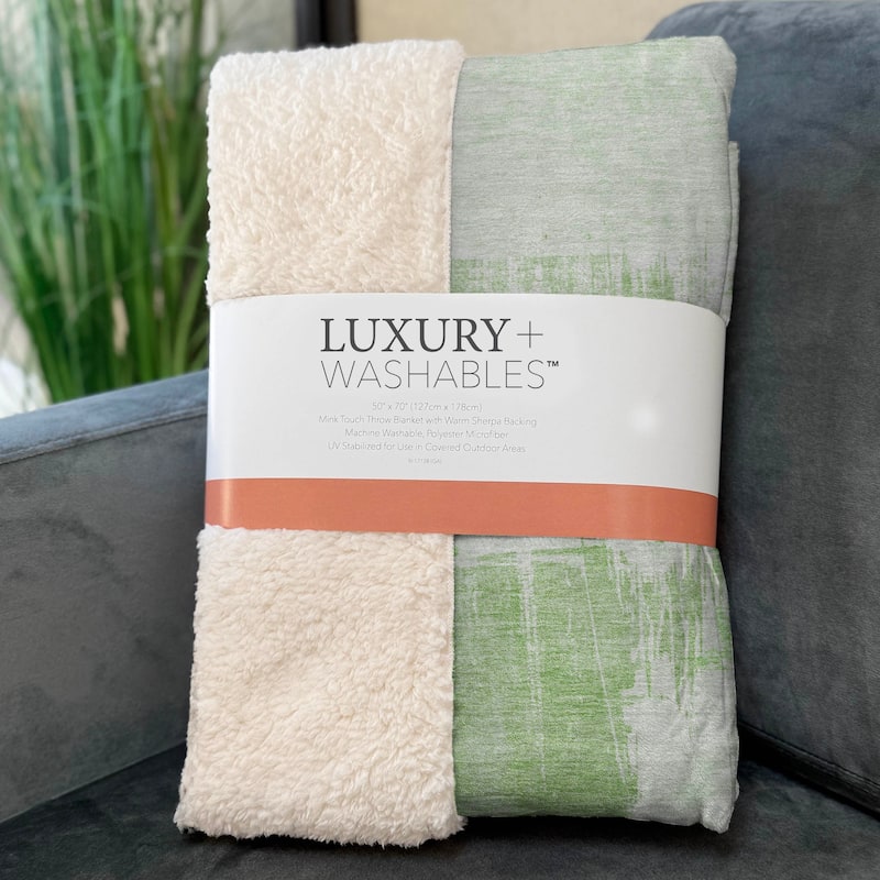 Premium Machine Washable Abstract Contemporary Sherpa Throw Blanket