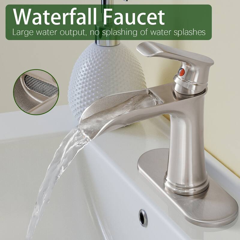 Topcraft Single Handle Waterfall Bathroom Faucet with Baseplate