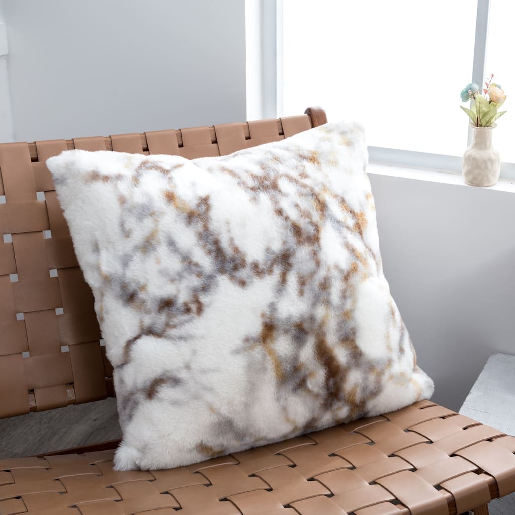 Faux Rabbit Fur Printed Pillow