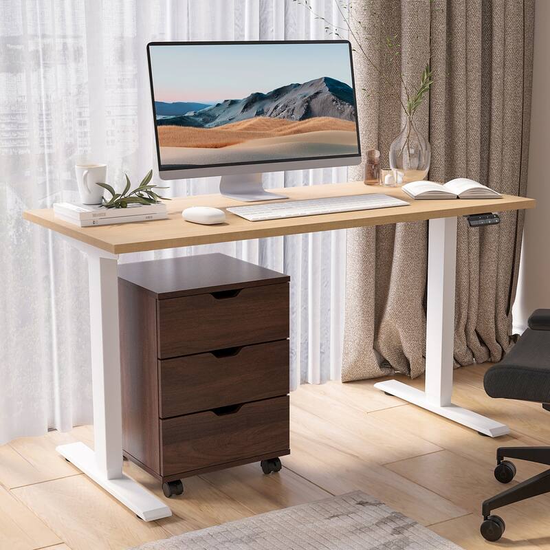 3-Drawer Vertical Filing Cabinet Rolling Wood Mobile File Cabinets Under Desk for Home Office with Casters (Fully Assembled)
