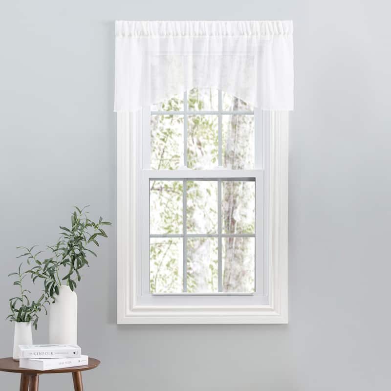 Shannon Premium Slubbed Linen Crescent Curtain Valance - 52"W x 18"L - White