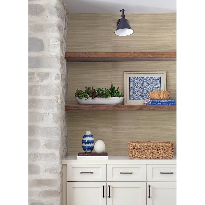 A-Street Prints Reynier Wheat Hemp Wallpaper