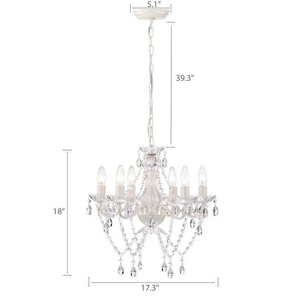 White Chandelier with Clear Crystals 6-Light Modern Crystal Chandelier