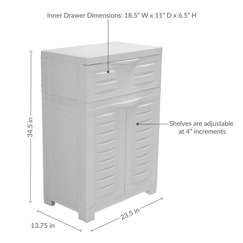 Sunnydaze Plastic Garage Storage Cabinet with Adjustable Shelf - 34.5"