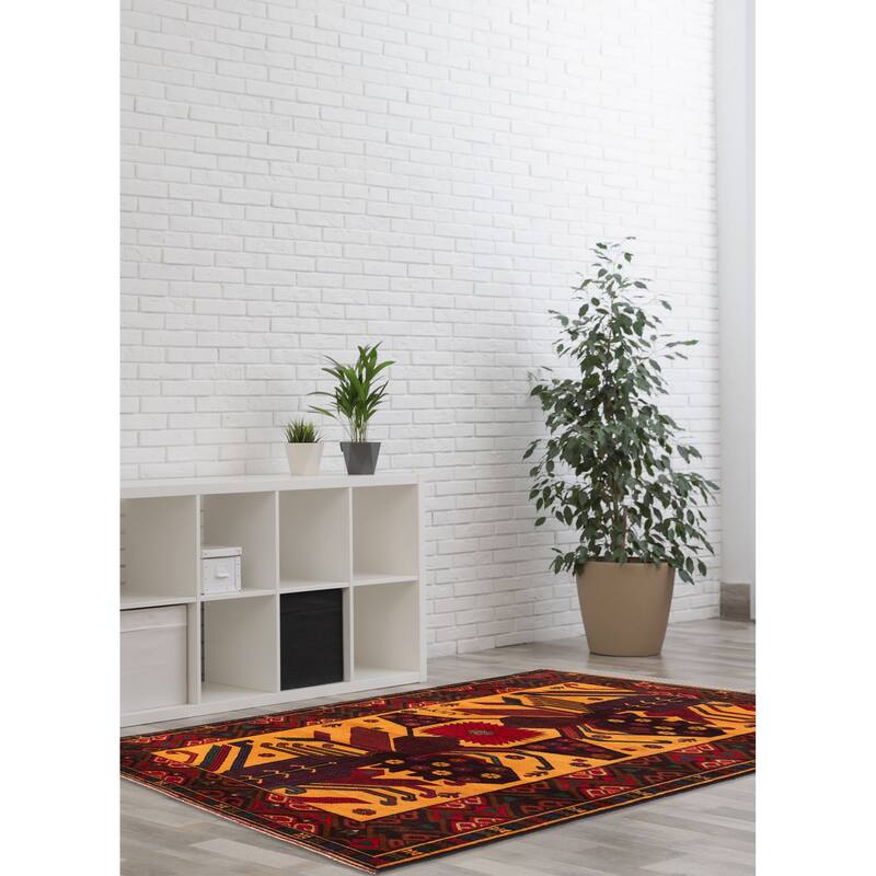 ECARPETGALLERY Hand-knotted Teimani Light Orange Wool Rug - 3'7 x 6'8