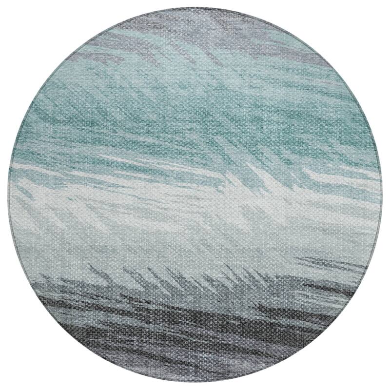 Machine Washable Indoor/ OutdoorAbstract Brushstrokes Chantille Rug