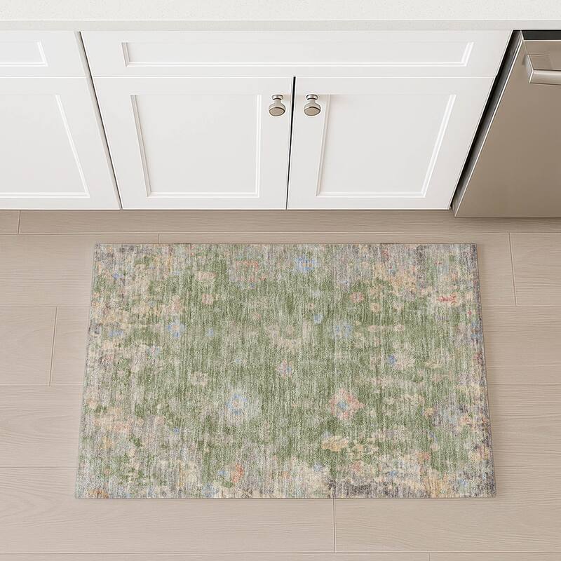 Machine Washable Indoor/ Outdoor Vintage Traditional Chantille Rug