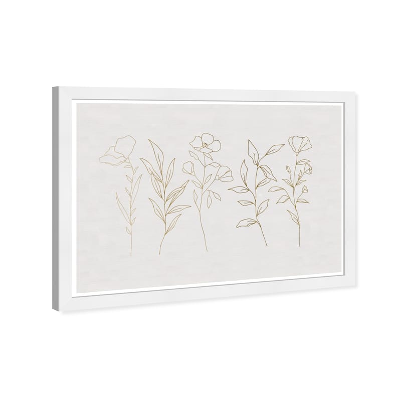 Wynwood Studio Prints Floral and Botanical Flower Lineup Gold and Metallic Gold Glam Wall Art Canvas Print
