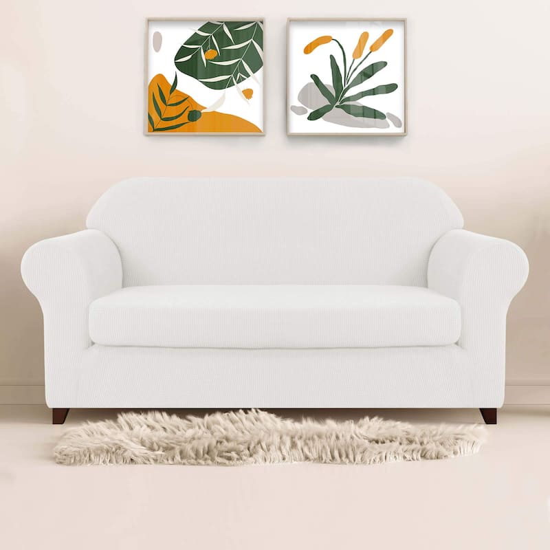 Subrtex 2 Piece Sofa Slipcover Stretch Spandex Furniture Protector - Off White