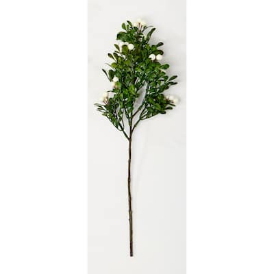 18" White Berries & Leaves Spray, Set of 6