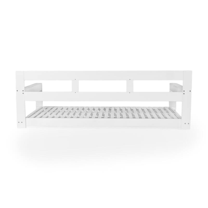 Patio Wooden Twin Size Porch Swing Daybed with 4 Hanging Ropes