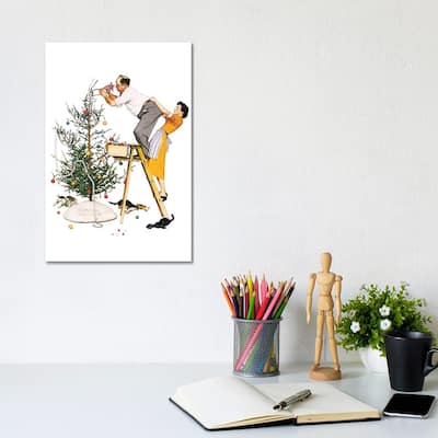 iCanvas "Trimming the Tree" by Norman Rockwell Canvas Print