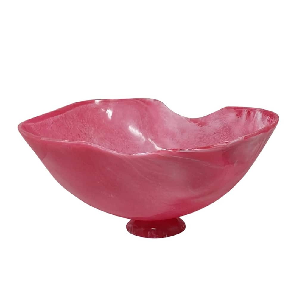 Large Fruit Bowl Rose Pink Resin Dia 21.2" - Pink