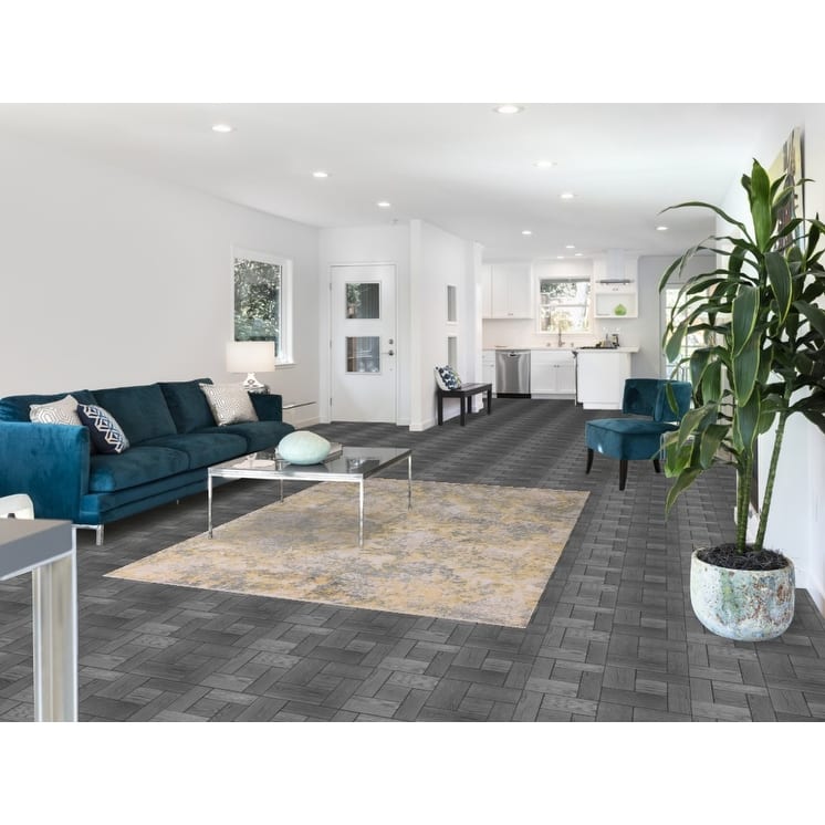 All-Over Striped Abstract Modern Area Rug Handmade Wool Carpet - 5'5" x 7'5"