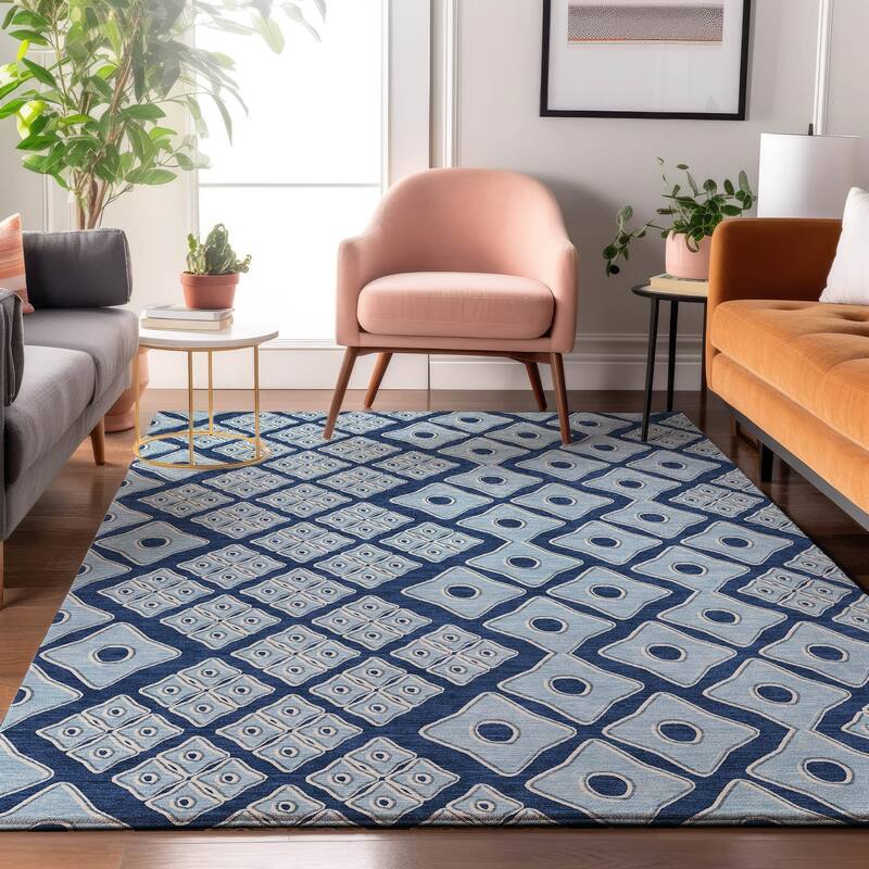 Premium Washable Super Soft Modern Cooper Mayfield Rug - Navy - 2'6" x 3'10"