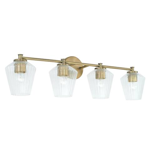 4-light 33-inch Bath/ Vanity Fixture w/ Clear Fluted Glass