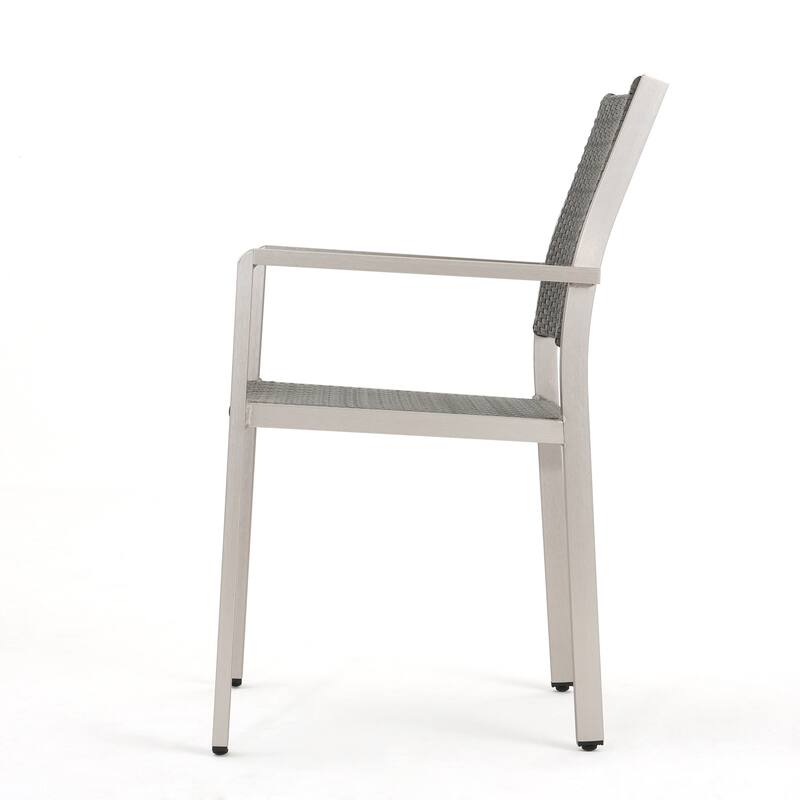 Cape Coral Outdoor Rectangle Aluminum Dining Chair (Set of 2) by Christopher Knight Home