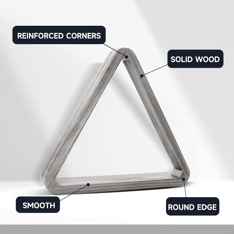 GSE™ Heavy-Duty Brushed Grey Solid Wood Billiard 8-Ball Triangle/9-Ball Diamond Pool Ball Racks for 2-1/4" Pool Balls