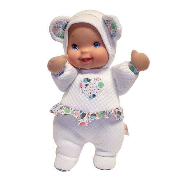 slide 2 of 5, Baby's First Love Bear Doll - White Quilted Outfit, Interactive Musical Toy 3mo+