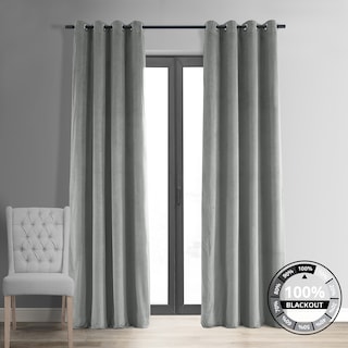Exclusive Fabrics Grommet Silver Grey Velvet Blackout Curtain (1 Panel)