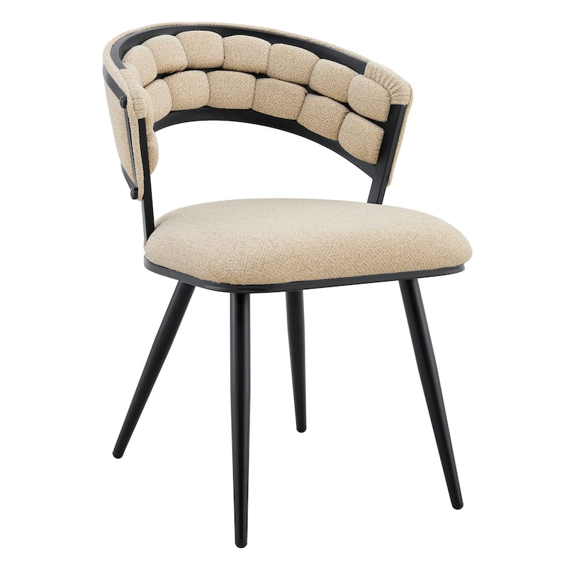 Set of 2 Beige Black Velvet Dining Chair Accent Chair Vanity Chair Reception Chair Side Chair with Metal Legs