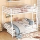 preview thumbnail 1 of 7, White Full XL Over Queen Metal Bunk Bed with Trundle and Full-Length Guardrail, Convertible to Two Beds White