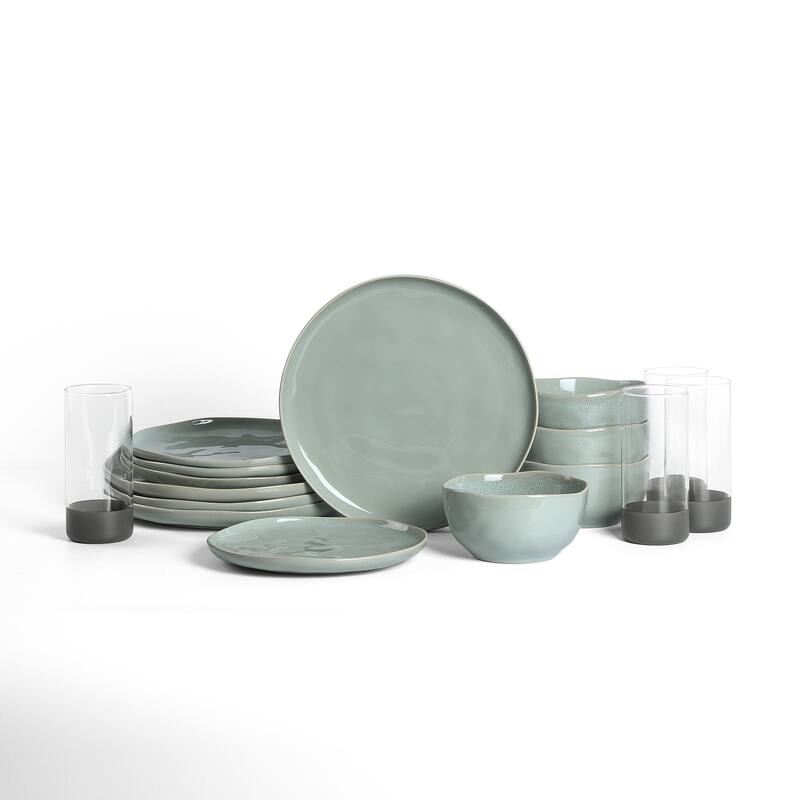 Stone Lain Mirella Stoneware, Borosilicate Glass Dinnerware Set