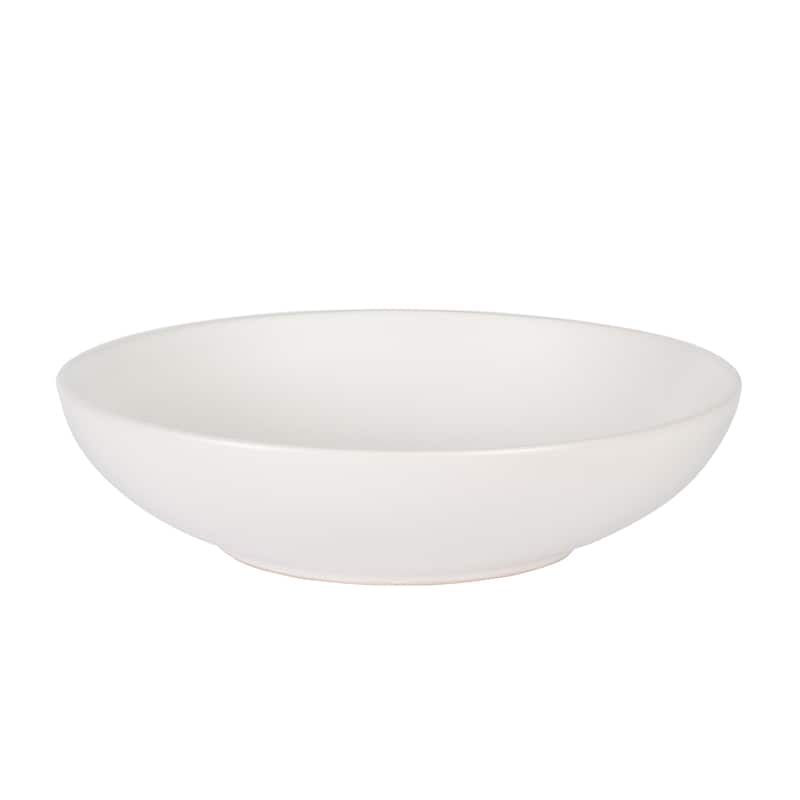 Gibson Home Queenslane 16 Piece Plates and Bowls Dishes Stoneware Ceramic Dinnerware Sets - Matte White