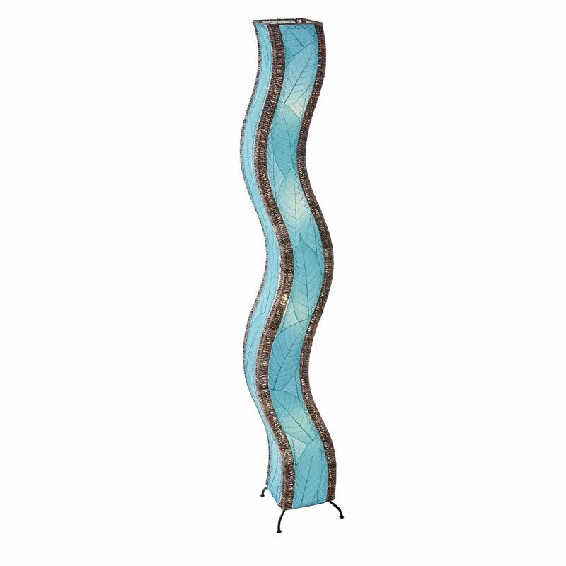 Eangee Handmade Wave Giant Floor Lamp, Cocoa Leaves Shade, 13 x 10 x 72 in.