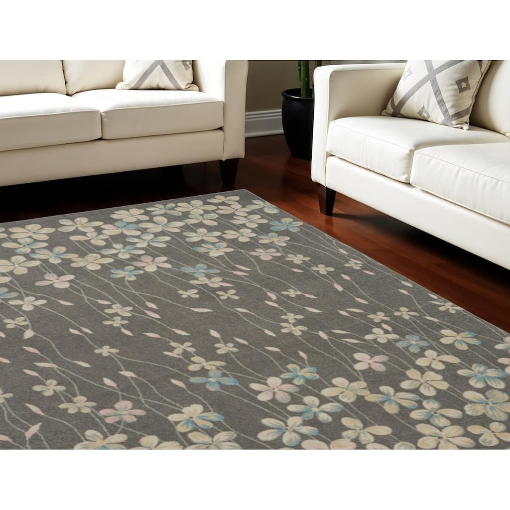 HomeRootsFloral Contemporary Rectangle Area Rug - 142' X '106' X '0.5