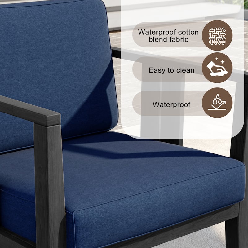 Uixe 3-piece Teak Solid Wood Outdoor Arm Chairs with Side Table Set