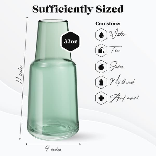 dimension image slide 3 of 4, American Atelier Bedside Water Carafe with Footed Glass/Lid