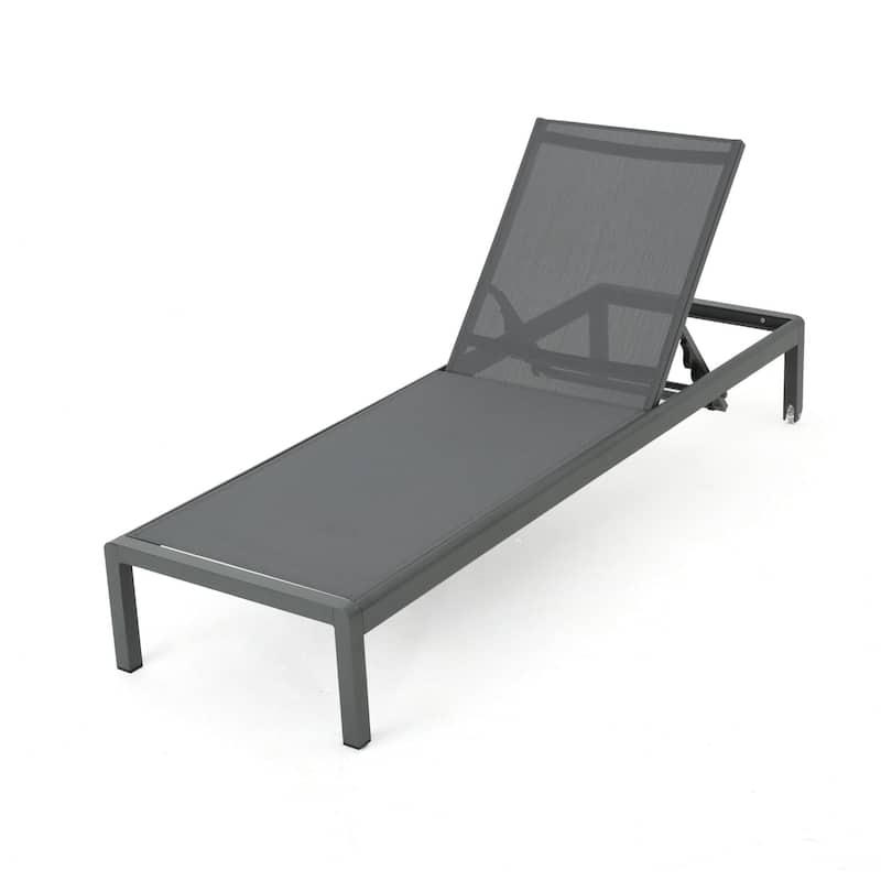 Outdoor Wheeled Aluminum Frame Mesh Recliner
