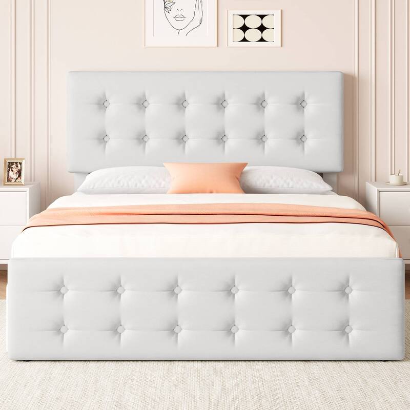 Bed Frame with 4 Storage Drawers and Headboard