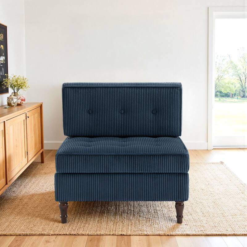 32.57" W Upholstered Corduroy Armless Accent Chair