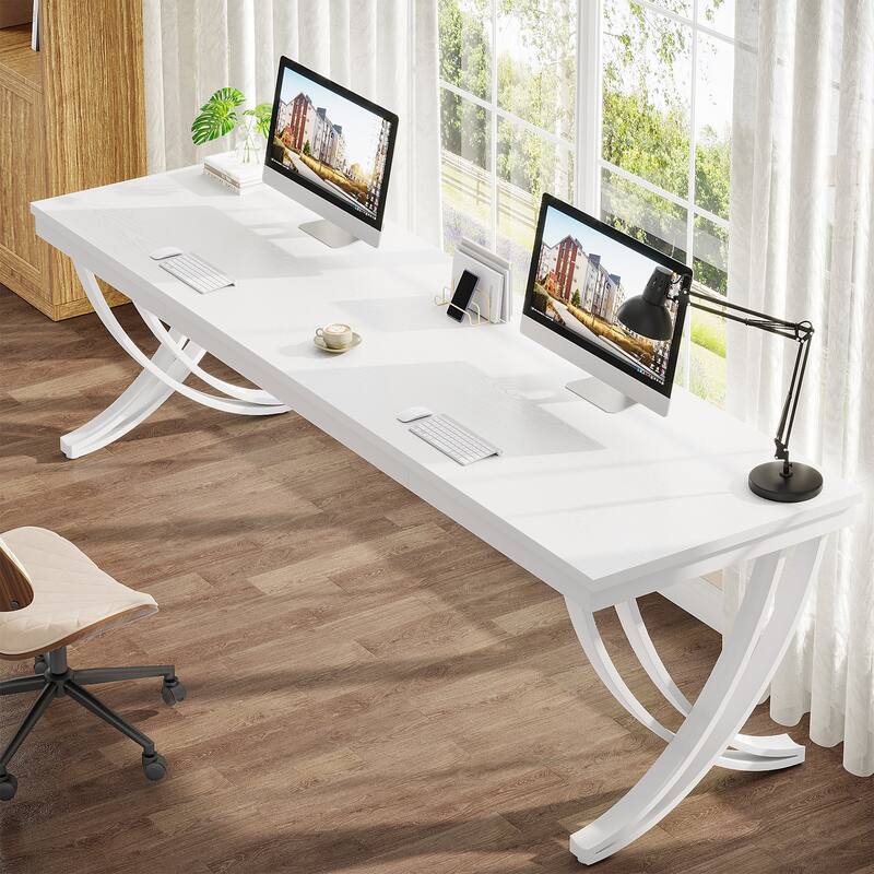 78.74" Extra Long Double Computer Desk with Unique Metal Legs for Home Office