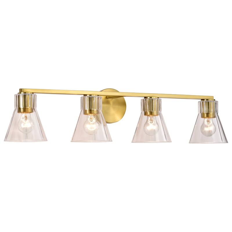 Gianna 4 Light Vanity Vintage Brass Finish Clear Glass - Vintage Brass