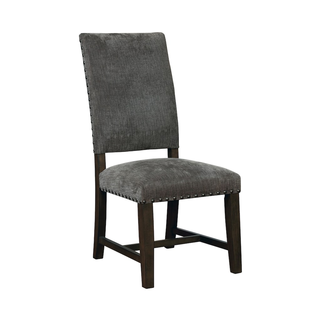 21 Inch Dining Chair, Set of 2, Gray Vegan Faux Leather, Parson Style
