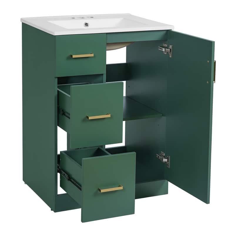 36" Luxurious Bathroom Vanity with Ceramic Sink, Bathroom Vanities Cabinet with 2 large Soft Closing Doors
