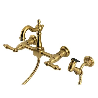 Kingston Brass KS244.ALBS Heritage 1.8 GPM Wall Mounted Widespread