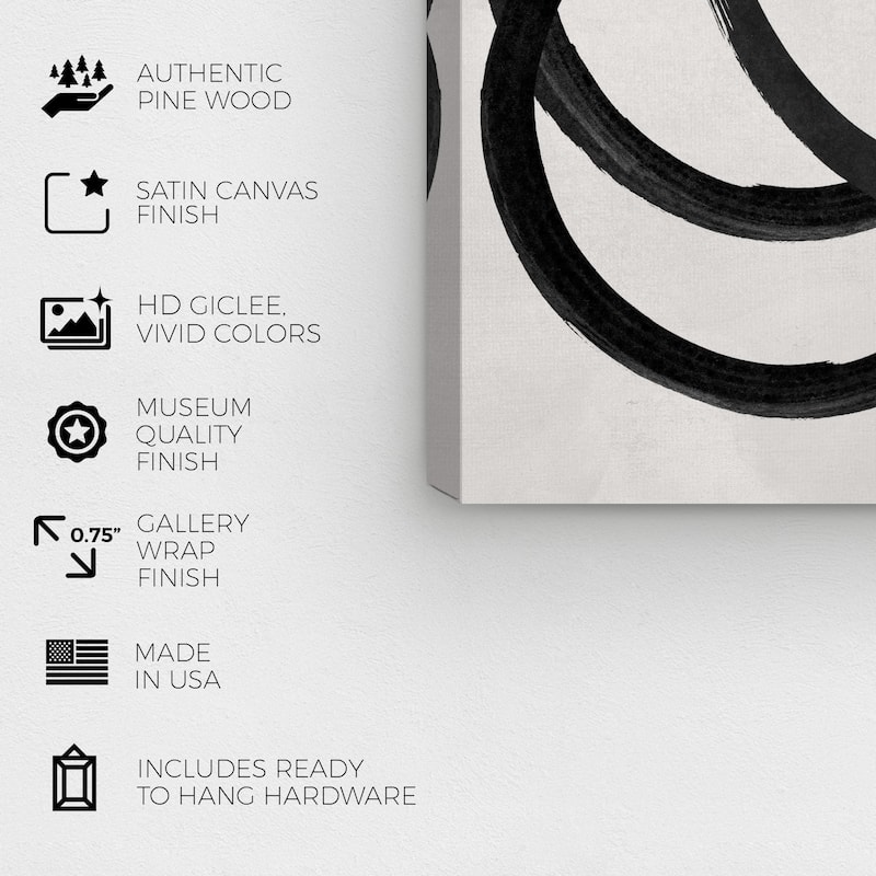 Wynwood Studio Canvas Abstract Roads to Nowhere Black and Modern & Contemporary Wall Art Canvas Print