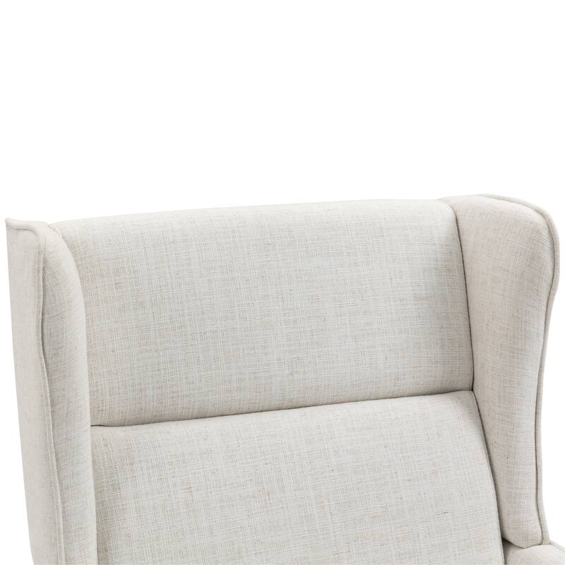 Cotton Linen Accent Chair with Wood Legs