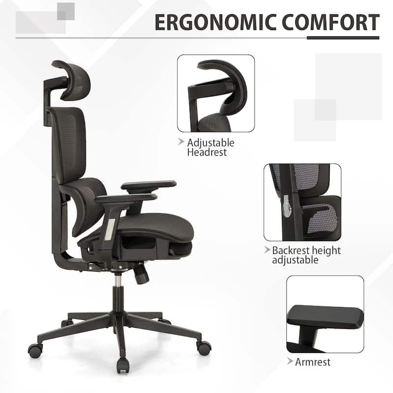 Ergonomic 3D Mesh Office Desk Chair High Back, 360° Swivel Rocking Executive Computer Chair