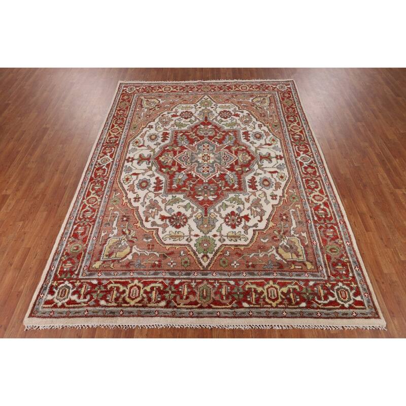 Heriz Serapi Indian Area Rug Handmade Wool Carpet - 7'9" x 10'2"