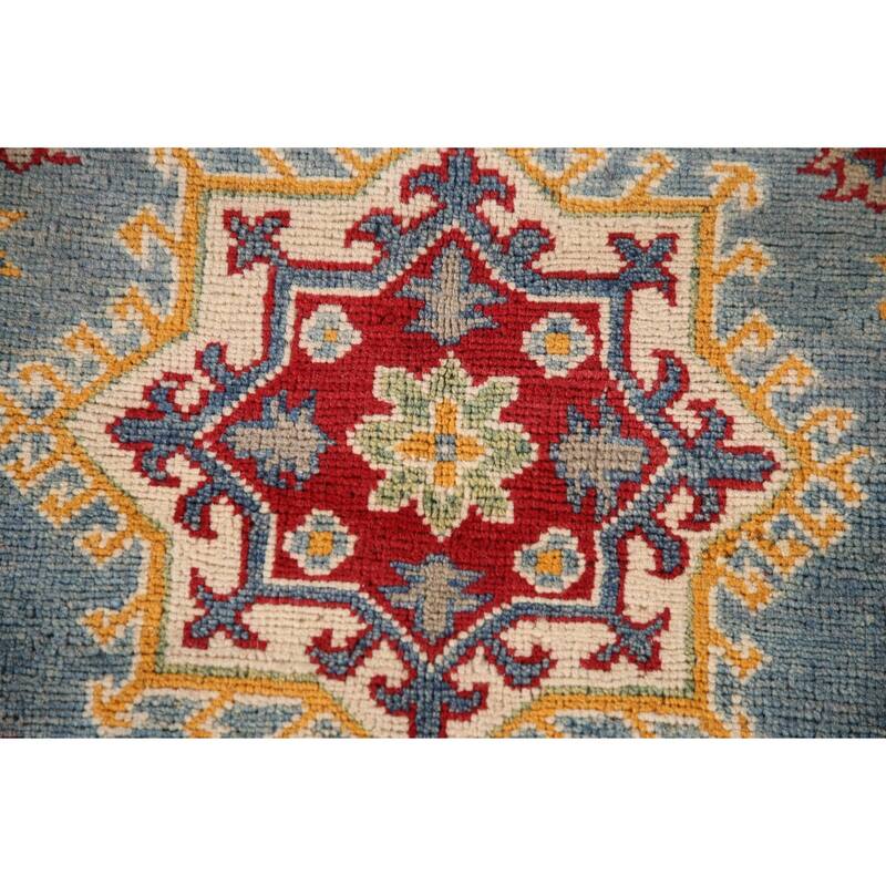Light Blue Kazak Oriental Accent Rug Hand-Knotted Wool Carpet - 3'6"x 4'10"