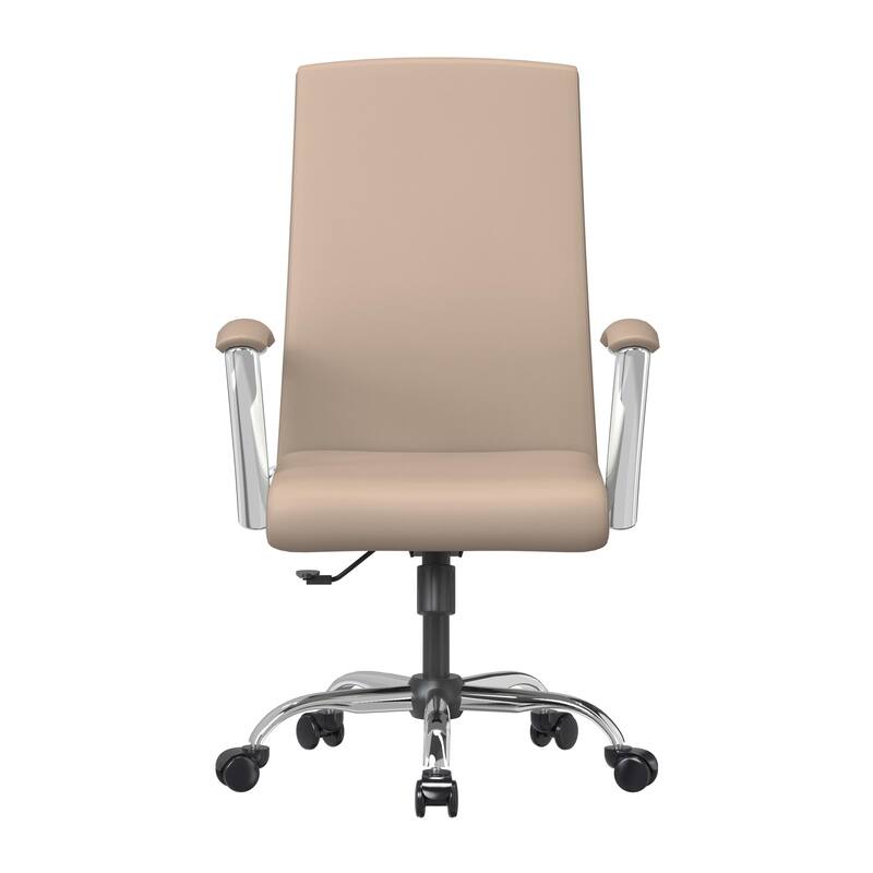 Evander Ergonomic Leather Office Desk Chair with Aluminum Frame, Foam Cushion, Fixed Armrests, 360° Swivel & Quick Assembly