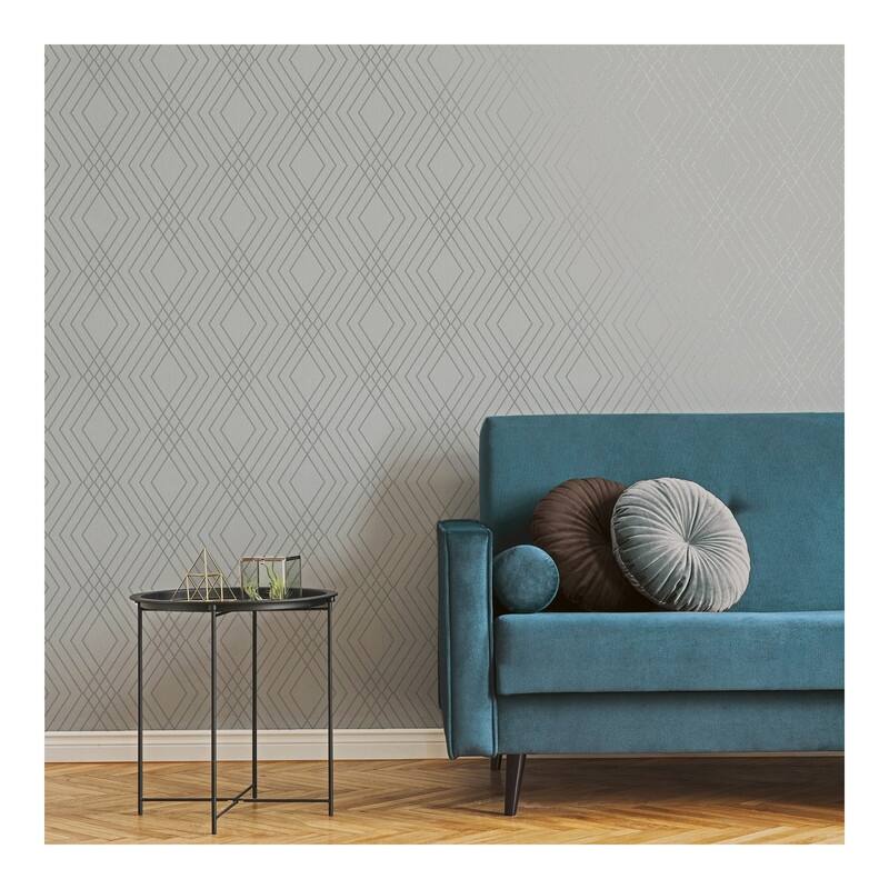 Fine Decor Shard Silver Trellis Wallpaper - 20.5 x 396 x 0.025