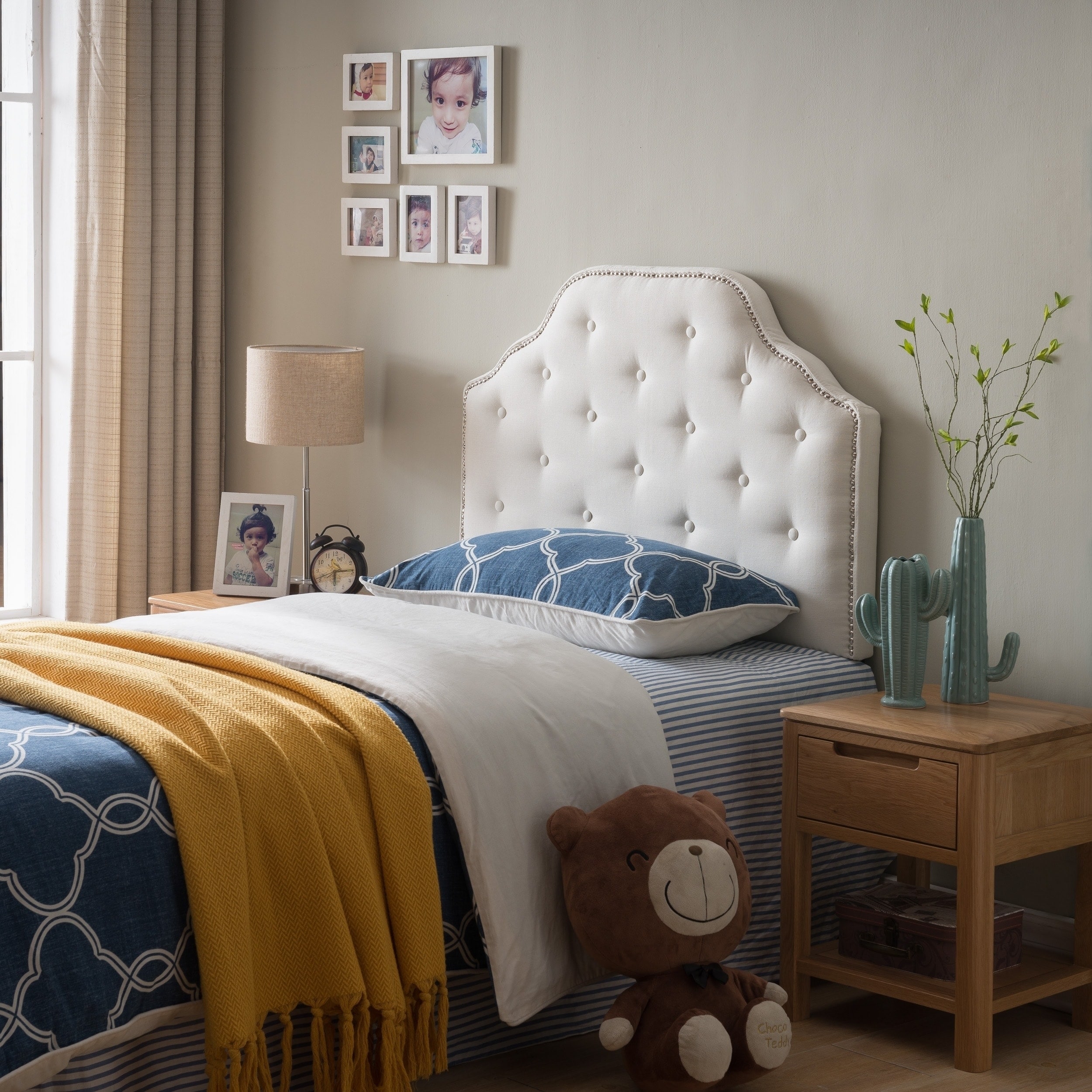 Silas Studded Fabric Twin-size Headboard by Christopher Knight Home